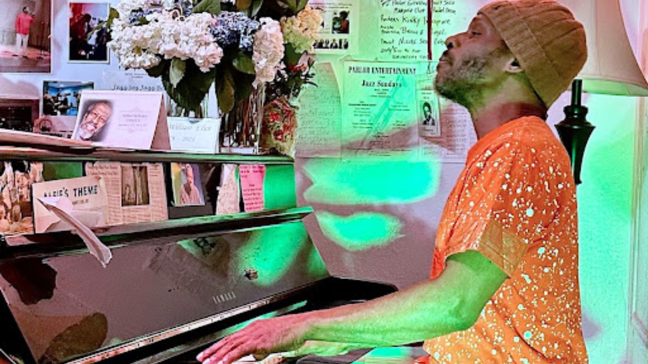 A jazz artist performing live.